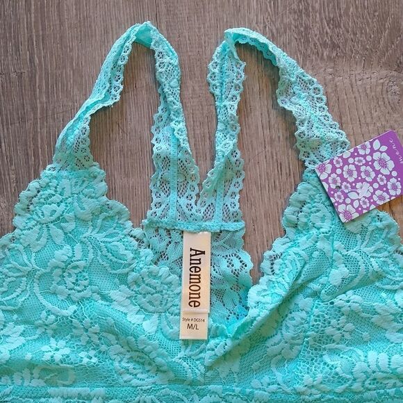 Lace Racer Back Bralette Blue S/M - Picture 6 of 7
